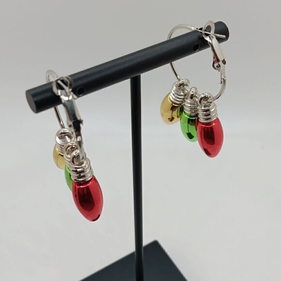 New Christmas Bulb Ornament Hoop Earrings New‎ - Picture 2 of 4
